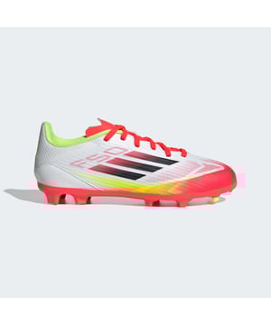Push your pace to the limit in lightweight adidas F50 footwear engineered for speed. Standing out with an eye-catching Sprintgrid print, the Fiberskin upper on these juniors' League football boots employs a perforated tongue that keeps your feet cool. Turn them over and you'll find a Sprintplate 360 outsole that delivers extra zip on firm ground and artificial grass surfaces.  - Regular fit - Lace closure - Fiberskin upper with Sprintgrid print - Perforated tongue - Sprintplate 360 firm/multi-ground outsole  Shipped by adidas
