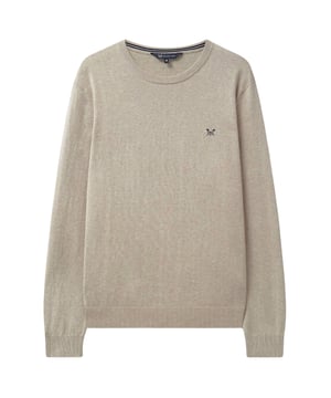 A crew neck jumper that is made from organic cotton, this jumper is ideal for layering over a tee or shirt. The crossed oars embroidery finishes it off neatly.

28" Shoulder to Hem.