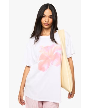 Red Hibiscus Flower Printed T-Shirt