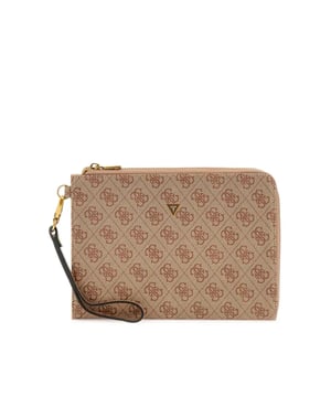 Pochette Guess Milano logo 4G Homme Marron Polyurethane. Authentique Bagagerie de la marque Guess - design streetwear/sportswear de Guess - Guess pour Homme fashion, parfait pour la vie de tous les jours - Pochette Guess de couleur Marron s'associe parfaitement avec le reste de votre dressing - matiere Polyurethane confortable -   classic - Milano logo 4G -