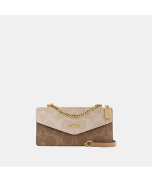 Klare Envelope Crossbody in Blocked Maxi Signature Canvas, Inside zip and multifunction pockets, Outside slip pocket,  Length: 26.00 cm,  Width: 7.50 cm,  Height: 13.50 cm