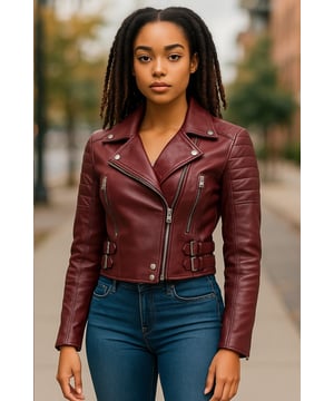Geniet van strakke luxe met dit cropped leren jack in Brando-stijl. Gemaakt van ultrazacht lamsnappaleer en gevoerd met premium satijn, combineert het een tijdloze biker-attitude met moderne elegantie. Verfijnde details en een flatterend silhouet maken het een veelzijdige essential voor elke modebewuste garderobe. Belangrijkste kenmerken: Zacht en soepel lamsnappaleer Premium polyester binnenvoering voor comfort Cropped fit voor een chique, flatterende look Klassieke Brando-stijl revers met inkeping Asymmetrische YKK-ritssluiting aan de voorkant Stijlvolle gewatteerde schouders voor een onderscheidende look 2 verlengde verticale ritszakken aan de buitenkant Manchetten met rits - rol ze op voor een persoonlijke look Met gespen verstelbare zijriemen voor een getailleerde pasvorm
