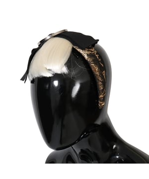 Brand: Dolce & Gabbana
  Style: Clear crystal hair parrucchiera diadem headband
  Model: Diadem Parrucchiera broche + frangia bianca
  Color: Gold brown brocade black
  Crystal: Clear
  Material: 10% AC 20% Cotton 20% LU 30% NY 10% PA
  Size: One size
  Made in Italy
  Logo details
  Gender: Women