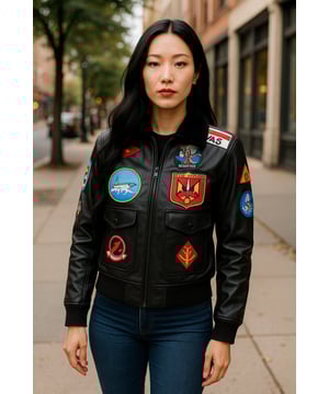 Inspirada en la icónica película de 1986, esta chaqueta de aviador Top Gun para mujer combina un estilo militar vintage con un corte femenino. Confeccionada en cuero genuino y adornada con 17 parches auténticos, está disponible en dos acabados: negro clásico y marrón envejecido, para una declaración audaz y atemporal. Características principales: Cuero genuino de vaca: material duradero y de alta calidad. 17 parches con precisión de pantalla: incluye un pin de ancla de la USN. Ajuste a medida: diseñado para mujer. Cuello de piel de oveja: marrón rojizo o negro, estilo bomber de los años 60. Bolsillos funcionales: solapa exterior y compartimento interior. Estilo cinematográfico: inspirado en la película Top Gun. Pieza de coleccionista: ideal tanto para fans como para amantes de la moda.