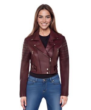 Geniet van strakke luxe met dit cropped leren jack in Brando-stijl. Gemaakt van ultrazacht lamsnappaleer en gevoerd met premium satijn, combineert het een tijdloze biker-attitude met moderne elegantie. Verfijnde details en een flatterend silhouet maken het een veelzijdige essential voor elke modebewuste garderobe. Belangrijkste kenmerken: Zacht en soepel lamsnappaleer Premium polyester binnenvoering voor comfort Cropped fit voor een chique, flatterende look Klassieke Brando-stijl revers met inkeping Asymmetrische YKK-ritssluiting aan de voorkant Stijlvolle gewatteerde schouders voor een onderscheidende look 2 verlengde verticale ritszakken aan de buitenkant Manchetten met rits - rol ze op voor een persoonlijke look Met gespen verstelbare zijriemen voor een getailleerde pasvorm