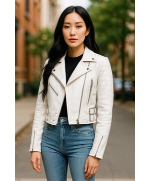Geniet van strakke luxe met dit cropped leren jack in Brando-stijl. Gemaakt van ultrazacht lamsnappaleer en gevoerd met premium satijn, combineert het een tijdloze biker-attitude met moderne elegantie. Verfijnde details en een flatterend silhouet maken het een veelzijdige essential voor elke modebewuste garderobe. Belangrijkste kenmerken: Zacht en soepel lamsnappaleer Premium polyester binnenvoering voor comfort Cropped fit voor een chique, flatterende look Klassieke Brando-stijl revers met inkeping Asymmetrische YKK-ritssluiting aan de voorkant Stijlvolle gewatteerde schouders voor een onderscheidende look 2 verlengde verticale ritszakken aan de buitenkant Manchetten met rits - rol ze op voor een persoonlijke look Met gespen verstelbare zijriemen voor een getailleerde pasvorm