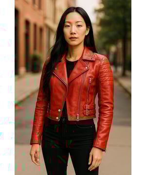 Geniet van strakke luxe met dit cropped leren jack in Brando-stijl. Gemaakt van ultrazacht lamsnappaleer en gevoerd met premium satijn, combineert het een tijdloze biker-attitude met moderne elegantie. Verfijnde details en een flatterend silhouet maken het een veelzijdige essential voor elke modebewuste garderobe. Belangrijkste kenmerken: Zacht en soepel lamsnappaleer Premium polyester binnenvoering voor comfort Cropped fit voor een chique, flatterende look Klassieke Brando-stijl revers met inkeping Asymmetrische YKK-ritssluiting aan de voorkant Stijlvolle gewatteerde schouders voor een onderscheidende look 2 verlengde verticale ritszakken aan de buitenkant Manchetten met rits - rol ze op voor een persoonlijke look Met gespen verstelbare zijriemen voor een getailleerde pasvorm