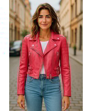 Gönnen Sie sich eleganten Luxus mit dieser kurzen Lederjacke im Brando-Stil. Sie ist aus ultraweichem Lammnappaleder gefertigt und mit hochwertigem Satin gefüttert. Sie verbindet zeitlosen Biker-Look mit moderner Eleganz. Anspruchsvolle Details und eine schmeichelhafte Silhouette machen sie zu einem vielseitigen Basic für jede modebewusste Garderobe. Wichtige Eigenschaften: Weiches und geschmeidiges Lammnappaleder Innenfutter aus hochwertigem Polyester für mehr Komfort Kurze Passform für einen schicken, schmeichelhaften Look Klassisches Revers im Brando-Stil Dezentrierter YKK-Reißverschluss vorne Stilvoll gesteppte Schultern für eine unverwechselbare Note 2 verlängerte vertikale Außentaschen mit Reißverschluss Ärmelbündchen mit Reißverschluss – krempeln Sie sie hoch für einen individuellen Look Seitliche Gürtel mit Schnallenverstellung für eine maßgeschneiderte Passform