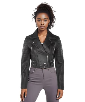 Gönnen Sie sich eleganten Luxus mit dieser kurzen Lederjacke im Brando-Stil. Sie ist aus ultraweichem Lammnappaleder gefertigt und mit hochwertigem Satin gefüttert. Sie verbindet zeitlosen Biker-Look mit moderner Eleganz. Anspruchsvolle Details und eine schmeichelhafte Silhouette machen sie zu einem vielseitigen Basic für jede modebewusste Garderobe. Wichtige Eigenschaften: Weiches und geschmeidiges Lammnappaleder Innenfutter aus hochwertigem Polyester für mehr Komfort Kurze Passform für einen schicken, schmeichelhaften Look Klassisches Revers im Brando-Stil Dezentrierter YKK-Reißverschluss vorne Stilvoll gesteppte Schultern für eine unverwechselbare Note 2 verlängerte vertikale Außentaschen mit Reißverschluss Ärmelbündchen mit Reißverschluss – krempeln Sie sie hoch für einen individuellen Look Seitliche Gürtel mit Schnallenverstellung für eine maßgeschneiderte Passform