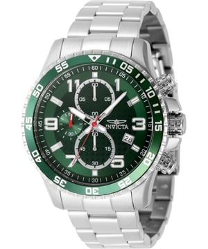 El Invicta 49094 tiene una caja de acero inoxidable de 45 millimetros con una esfera verde.
Esta modelo funciona con un movimiento de Cuarzo preciso.
Resistencia a la presión de aqua de 5 bares.
Este modelo es parte de la colección Invicta Specialty.

2 años de garantía Invicta.