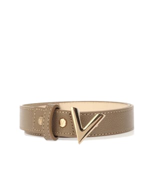 featuring a moulded leather pattern with stitched detail to the edges along with a gold tone metal buckle fastening  completed with the Mario Valentino branding.