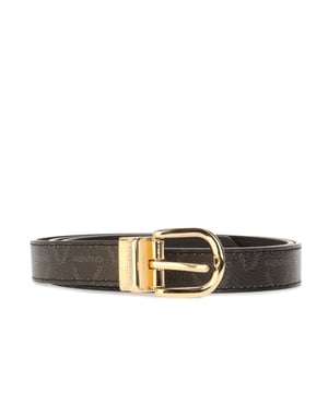 Adjustable keyhole fastening.Gold buckle detail.Embossed logo all over.Faux leather.