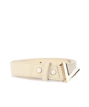 Make a bold statement with the gold Valentino V branded buckle. Classic buckle fastening. 100% PU Leather.