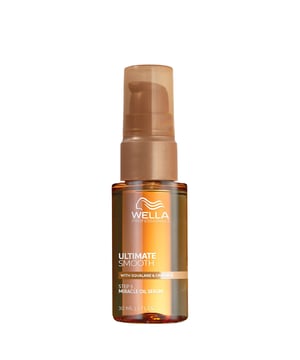 Experience the transformative power of Wella Ultimate Smooth Miracle Oil Serum, a luxurious hair oil enriched with Squalane and Omega-9. This lightweight serum penetrates deeply, nourishing your hair within just 30 seconds and ensuring smoothness that lasts up to three days. It protects against UV rays and heat up to 230°C/450°F, offering an impressive 96 hours of frizz control and a radiant shine. Simply apply 1-3 pumps to damp hair, comb through, and style as desired. Enjoy a silky, manageable look that turns heads.