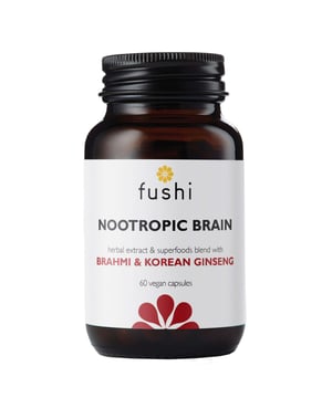 Unlock your cognitive potential with Fushi Nootropic Brain Blend, a combination of brain-boosting herbs designed to enhance mental fitness. This 30-day supply of 60 capsules features Fresh-Ground Brahmi and Lions Mane to improve concentration and support mental vitality. The blend includes Gotu Kola, KSM-66 Ashwagandha, Matcha, Norwegian Kelp, and Avena Sativa, working together to enhance cognitive functions. For optimal results, take 2 capsules daily with water and food. Store in a cool, dark place and keep out of reach of children.