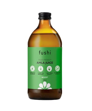 Experience the powerful benefits of Fushi Amla Juice, a 100% pure cold-pressed juice made from fresh Amla (Amalaki) berries sourced from Gujarat, India. Each 30ml serving delivers an impressive 180mg of Vitamin C, providing antioxidant support for your body, skin, and hair. With over 16 servings per bottle, this potent juice is perfect for daily defense against free radicals. Simply mix 30ml with water and enjoy twice a day. Ideal for boosting your immunity and promoting overall health. Shake well before use and refrigerate after opening.