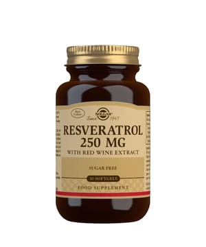 Explore Solgar® Resveratrol 250 mg Softgels, a natural supplement that supports heart health and overall wellness. Each softgel contains 250 mg of resveratrol from Japanese Knotweed and red wine extract, equivalent to 64 glasses of red wine. This polyphenol is known for its antioxidant properties, promoting cardiovascular health. Solgar, a trusted brand since 1947, uses high-quality, naturally sourced ingredients and no artificial additives. Take one softgel daily for enhanced health. All products are eco-friendly, packaged in recyclable glass bottles, and cruelty-free.