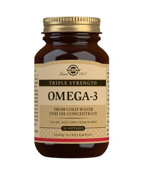 Discover Solgar Triple Strength Omega-3 Softgels, your source of essential fatty acids for health. Each softgel delivers a potent dose of EPA and DHA, vital Omega-3s that support heart, brain, and eye function. With triple the concentration of typical fish oil, these softgels provide maximum benefits for daily wellbeing. Made from high-quality, naturally sourced ingredients, Solgar adheres to the Gold Standard for excellence. Free from harmful additives and sustainably packaged, these softgels are a great addition to your health routine. Take 2 softgels daily for a healthier you.