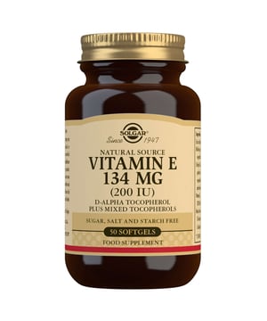 Enhance your health with Solgar Natural Source Vitamin E 134mg (200 IU) Softgels. Each softgel is designed for optimal absorption of this essential fat-soluble vitamin, which protects your cells from oxidative stress caused by free radicals. With 98% of consumers recommending Solgar, trust its commitment to quality and natural ingredients. Free from sugar, dairy, gluten, and artificial additives. Take one softgel daily to support your immune system and overall well-being. Solgar has been innovating since 1947.