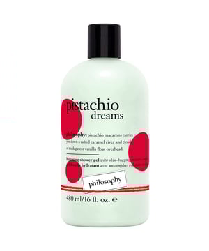Indulge in the festive spirit with Philosophy's limited-edition 480ml Pistachio Dreams Hydrating Shower Gel. This delightful shower gel transforms your bath time into a sweet escape, as the scent of creamy pistachio macarons, salted caramel, and Madagascar vanilla envelops you in a luxurious experience. 94% of users report that their dry skin feels nourished and hydrated all day, while 95% feel revitalized and silky soft after use. Perfect for gifting, this shower gel offers a calming cleanse without stripping moisture. Experience the joy of soft, radiant skin today!