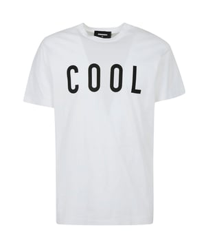 D2 Wit T-shirt met korte mouwen, Groot pictogramlogo op de borst, 100% katoen, Gemaakt in Roemenie, Ronde hals, Normale pasvorm op maat, D2 Wit T-shirt, Opgedrukt logo