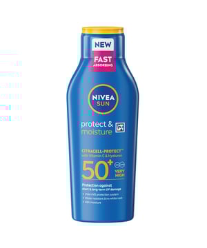 Experience ultimate sun protection with Nivea Sun Care Protect & Moisture Lotion SPF50+ in a generous 400ml bottle, ideal for families. This innovative formula features Citracell-Protect™ with Vitamin C and Hyaluronic Acid, providing immediate protection and forming a barrier against UV damage while reducing oxidative stress on skin cells. Enjoy hydration for up to 48 hours, leaving your skin feeling soft and healthy. The lightweight, fast-absorbing lotion is water-resistant and free from harmful UV filters, making it ocean-friendly. Protect your skin and the environment with Nivea.