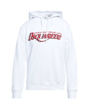 Dsquared2 witte hoodie, 100% katoen, Canadees team 1995, normale pasvorm, pasvorm op maat, lange mouw, capuchon, vrijetijdskleding, witte hoodie