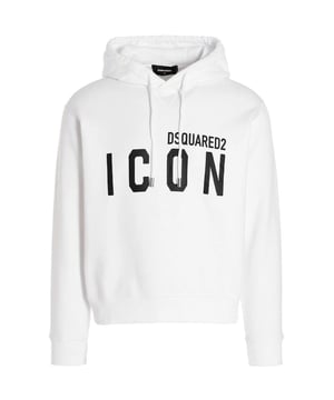 Dsquared2 Witte hoodie, 100% katoen, Vet icoonlogo op de borst, Normale pasvorm, Valt normaal qua maat, Lange mouw, Capuchon, Vrijetijdskleding, Witte hoodie