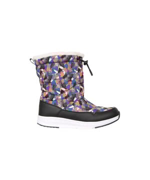 Upper: Rubber, Synthetic, Textile. Lining: Fleece, Textile. Midsole: Cushioned, EVA Foam. Outsole: Synthetic. Fabric Technology: Durable, Lightweight, Waterproof. Drawcord, Pull Tab. Flat. Cut: Ankle High. Design: Contrast Detail, Printed. Toe Style: Round. Fastening: Slip-In.