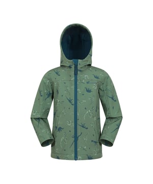 Material: Elastane, Polyester. Lining: Bonded Fleece, Soft. Design: All-Over Print, Dinosaurs. Fabric Technology: Breathable, Durable, DWR Finish, Lightweight, Water Resistant, Wind Resistant. Chin Guard. Neckline: Hooded. Sleeve-Type: Long-Sleeved. Hood Features: Grown On Hood. Pockets: 2 Side Pockets, Zip. Fastening: Full Zip. 2000g/m²/24hrs.