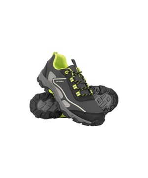 Fabric: Softshell. Upper: Synthetic, Textile. Lining: Breathable, Mesh, Textile. Outsole: High Traction, Synthetic. 4 Eyelets. Fabric Technology: Durable. EVA Footbed, Pull Tab. Flat. Cut: Low. Design: Contrast, Logo, Text. Fastening: Bungee Lacing.