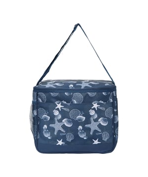 100% Polyester. Pockets: 2 Side Pockets, Mesh Pocket. Compartments: 1 Main Compartment. Design: Seashell, Starfish. Adjustable Strap. Capacity: 25L.