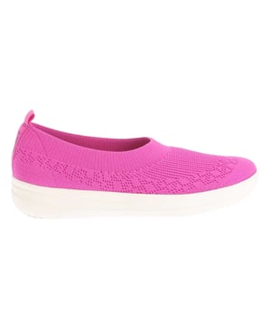 Marke: FitFlop. Obermaterial: Jerseyware, Stoff. Mittelsohle: gepolstert, Flexibel. Laufsohle: Gummi, Rutschfest. Anziehlasche. Absatz: Flach. niedrig geschnitten. Design: Logo. Zehenstil: Rund. Stil: Ballett. Zum Anschlüpfen.