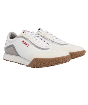 Marke: Hugo. Obermaterial: Microfaser, Nylon. Einlegesohle: Synthetischer Stoff. Laufsohle: Synthetischer Stoff. Absatz: Flach. Design: Logo. Zehenstil: Rund. Zum Schnüren.