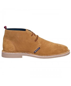 Marke: Ben Sherman. Obermaterial: Wildleder. Futterstoff: Kariert. Einlegesohle: Mit Markenzeichen. Ösen: 2. Anziehlasche. Absatz: Low Block Heel. Zum Fußgelenk. Design: Kontrastnähte, Logo, Unifarben. Zehenstil: Rund. Zum Schnüren.