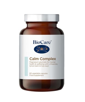 Discover BioCare's Calm Complex, a blend of natural ingredients designed to enhance mental well-being and promote relaxation. Each capsule contains lemon balm, L-theanine, holy basil, and magnesium glycinate, known for their stress-reducing properties. Ideal for anyone facing stress or sleep difficulties, especially during exam times. Enjoy a healthier lifestyle with our vegan, kosher formula. Take 2 capsules daily with food, or as directed by a professional. Store in a cool, dry place.
