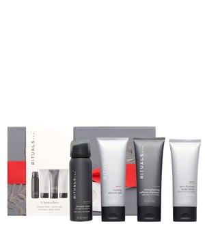 Discover the Rituals Homme Small Gift Set, a luxurious collection designed for the modern man. This set includes a 70ml Rituals Sport Anti-Dryness Body Lotion, a 50ml Rituals Homme Shower Foam, a 70ml Rituals Homme Strengthening Caffeine Shampoo, and a 70ml Rituals Sport Cooling Shower Gel. Each product is crafted to nourish, refresh, and energize your skin and hair. Enjoy the invigorating scents of bergamot, cedar, and mint while indulging in a revitalizing shower experience. Perfect as a gift or a personal treat, this set is ideal for any man who values quality self-care.