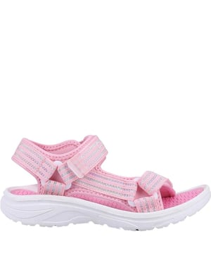 Upper: Neoprene, PU (Polyurethane), Recycled Materials. Outsole: Traction Grip. 360 Degree Comfort, Lightweight, Triple Strap. Flat. Design: Contrast, Logo. Toe Style: Open. Fastening: Touch Fastening.