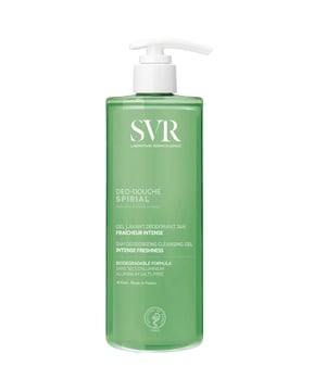 Experience all-day freshness with the SVR Spirial Intense Freshness Deodorizing Cleansing Gel. This innovative 2-in-1 formula acts as both a shower gel and deodorant, providing 24-hour odor protection for an active lifestyle. Perfect for all skin types, including sensitive skin, it effectively cleanses while neutralizing odors. Ideal for gym enthusiasts and suitable for both teenagers and adults, this 400ml gel is your go-to solution for a refreshing start to your day. Simply apply to wet skin, lather, and rinse, then follow with your favorite deodorant.