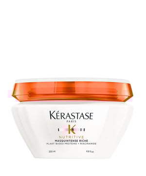 Transform your hair with Kérastase Nutritive Masquintense Riche, a nourishing hair mask for very dry, medium to thick hair. This luxurious treatment is enriched with conditioning polymers and niacinamide, ensuring balanced hydration for softness, shine, and suppleness. Its thick, creamy texture provides deep conditioning. Simply apply to towel-dried hair, leave on for 3-5 minutes, and rinse for revitalized hair. Kérastase is committed to sustainability, using recycled materials and achieving carbon neutrality in production.