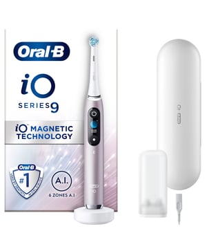 Discover the Oral-B iO 9 Rose Quartz Electric Toothbrush, engineered for a superior brushing experience. This innovative toothbrush combines advanced technology with elegant design, ensuring a gentle yet thorough clean. Experience 100% more plaque removal in just one week compared to a manual toothbrush and achieve whiter teeth from day one. The iO features AI position detection for maximum coverage, seven smart cleaning modes, and a pressure sensor to protect your gums. With a sleek travel case and fast charging capabilities, this toothbrush is perfect for maintaining oral health on the go.