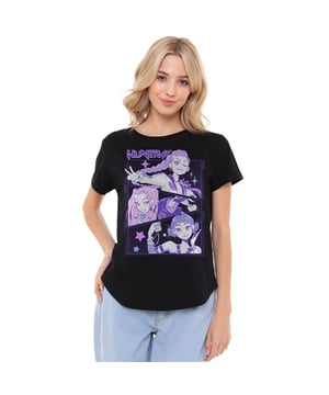 100% ringgesponnen katoen. Stof: Halfzwaar, Voorgekrompen, Weefsel. Ontwerp: Anime, Bedrukt, Sterren, Tekst. Personages: Huntr/X. Hals: Crew Neck. Mouwtype: Korte mouwen. Zoom: Recht. Stoftechnologie: Ademend. Tagless. 100% Officieel Gelicentieerd. Geschikt voor: Mode. S: 40 in. M: 41,5 in. L: 43 in. XL: 44,5in. XXL: 46 in.