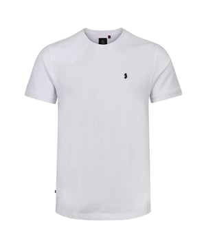 57% Baumwolle, 38% Polyester, 5% Elastan. Gewebe: Trikot, Piqué, Weiche Haptik. Design: Niete, Aufschrift. Seitennähte, Joch-Detail. Rundhalsausschnitt, gerippt. Bündchen: gerippt. Kurzärmlig. Saum: Mit Schlitz. S: 96,52 cm. XL: 112 cm.