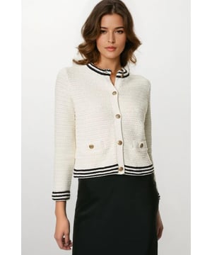 This cotton-blend cardigan is an elevated layering piece for your knitwear collection. Regular fit, made from a soft textured knit with tipped trims at the crew neckline, cuffs and hem. Gold buttons lend a touch of classic luxury to the design.

22" Shoulder to Hem.