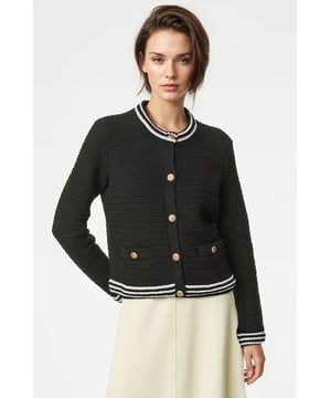 This cotton-blend cardigan is an elevated layering piece for your knitwear collection. Regular fit, made from a soft textured knit with tipped trims at the crew neckline, cuffs and hem. Gold buttons lend a touch of classic luxury to the design.

22" Shoulder to Hem.