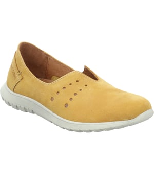 Sportlicher Damen-Slipper im Sneaker-Design. Softiges Rind-Nubukleder außen, innen  Pig-Lederfutter für maximalen Tragekomfort. Wechselfußbett und  rutschfeste  TR-Laufsohle in Strobelmachart bieten höchste Flexibilität.