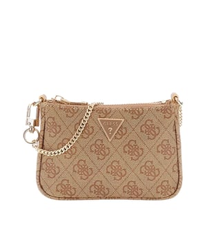 Trousse Guess Orlina logo 4G Femme Marron Synthétique. Authentique Bagagerie de la marque Guess - design streetwear/sportswear de Guess - Guess pour Femme fashion, parfait pour la vie de tous les jours - Trousse Guess de couleur Marron s'associe parfaitement avec le reste de votre dressing - matiere Synthétique confortable -   classic - Orlina logo 4G -