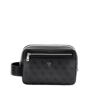 Trousse Guess Milano Homme Noir Synthétique. Authentique Bagagerie de la marque Guess - design streetwear/sportswear de Guess - Guess pour Homme fashion, parfait pour la vie de tous les jours - Trousse Guess de couleur Noir s'associe parfaitement avec le reste de votre dressing - matiere Synthétique confortable -   classic - Milano -