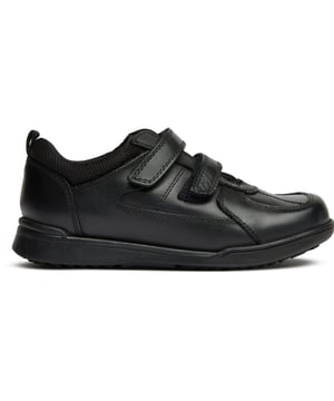 Zapatos negros Hush Puppies Liam para bebé, fabricados en cuero y suela de goma. Incluyen: parte superior de cuero, plantilla cómoda, horma estándar y suela resistente.