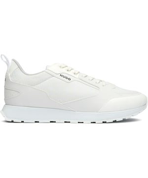 The Hugo Icelin offers a sleek, athletic silhouette that balances contemporary design with everyday comfort. These white trainers feature a durable nylon upper with sophisticated multi overlays for added dimension and style. HUGO's tonal branding creates a subtle premium touch, while the reliable rubber sole provides excellent traction. The contoured footbed ensures lasting comfort whether you're running errands or meeting friends for coffee. A versatile addition to any casual wardrobe.